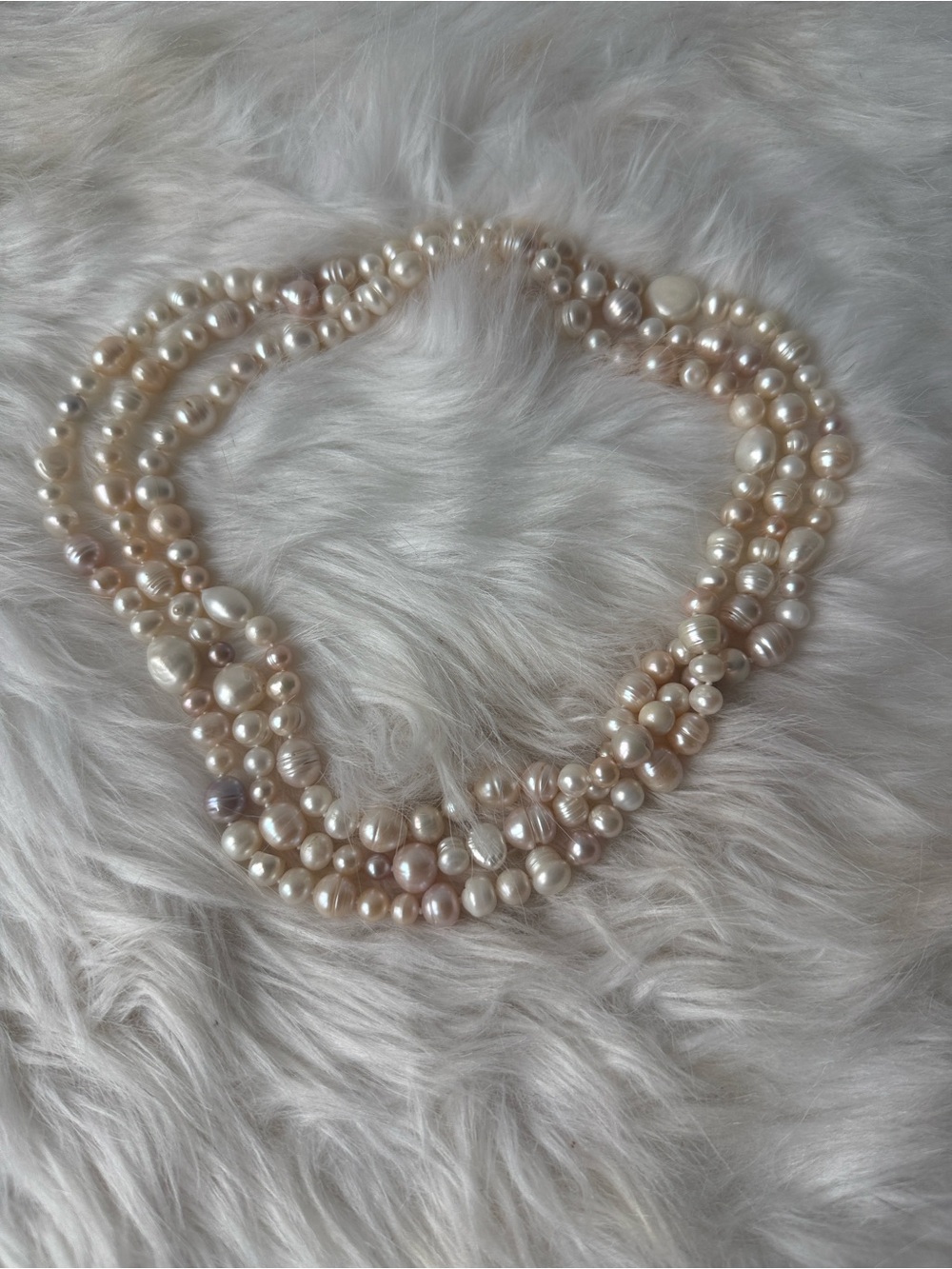 Vintage Hand Knotted Freshwater Pearl Opera Rope Necklace Multicolor - 60" - Picture 4 of 5